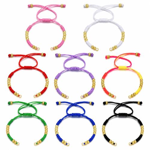 Brass Bracelet, with Milan Cord, plated, Unisex & adjustable, more colors for choice, beads size 3mm, Length:Approx 22 cm, 10PCs/Bag, Sold By Bag