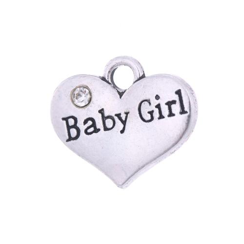 Tibetan Style Heart Pendants, DIY & with letter pattern & with rhinestone, more colors for choice, Sold By PC