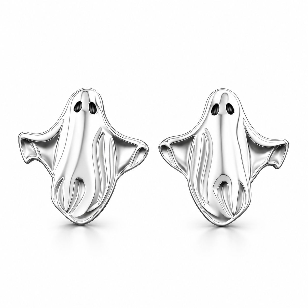 Brass Stud Earring, Ghost, platinum plated, Halloween Design & for woman, 13x14mm, Sold By Pair