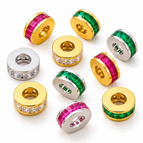 Entretoise de perles en laiton, Placage, DIY & pavé de micro zircon, plus de couleurs à choisir, 8mm, Trou:Environ 3mm, 10PC/sac, Vendu par sac