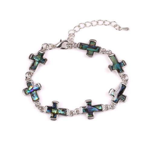 coquille d'ormeau bracelet, avec alliage de zinc, avec 5cm chaînes de rallonge, Placage, styles différents pour le choix & pour femme, Longueur:Environ 19 cm, Vendu par PC