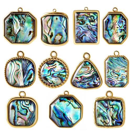 Pendentifs d'ormeau coquillage naturel, Acier inoxydable 304, avec coquille d'ormeau, Placage, DIY & styles différents pour le choix, Vendu par PC