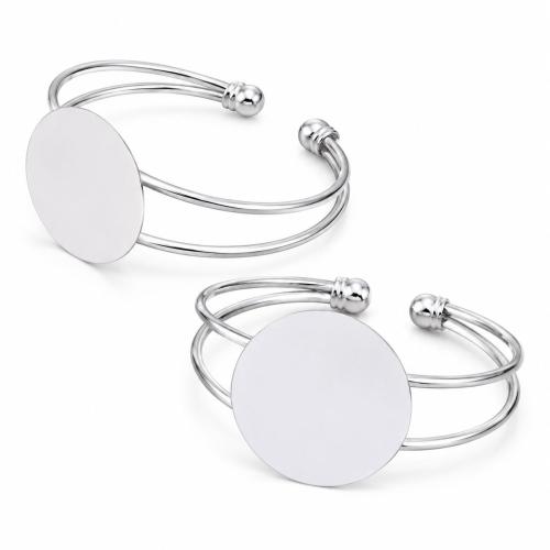 laiton bracelet Cadre, Rond, accumuler placage, DIY & normes différentes pour le choix, argent, 65x60mm, Vendu par PC