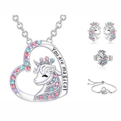 alliage de zinc parure de bijoux, Licorne, Placage, styles différents pour le choix & pour femme & avec strass, Vendu par PC