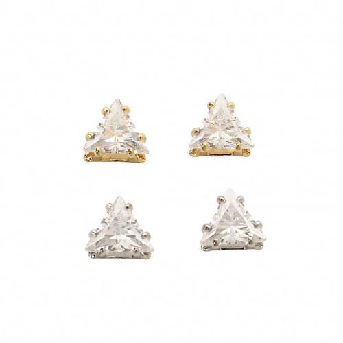 Cubic Zirconia Brass Beads, Triangle, plated, DIY & with cubic zirconia, more colors for choice, 6.50x6.50x4.40mm, Sold By PC
