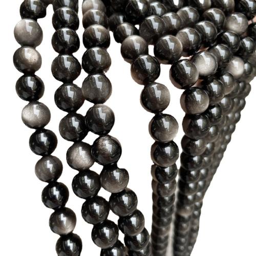 Gemstone Jewelry Beads, Silver Obsidian, Round, DIY & different size for choice, Sold By Strand