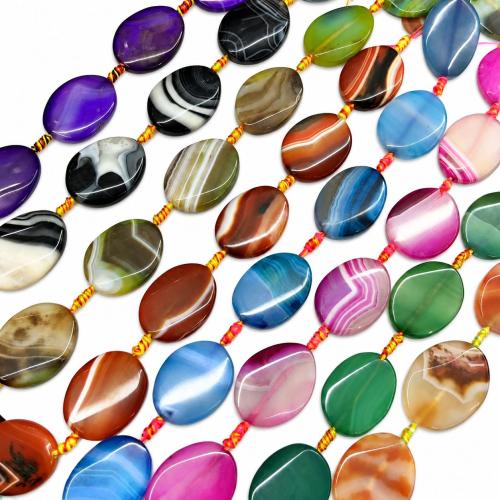 Perles agates, Agate de paysage, ovale plat, DIY & strie, plus de couleurs à choisir, 30x40mm, Environ 8PC/brin, Vendu par brin
