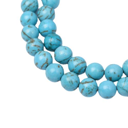 Turquoise Beads, Natural Turquoise, Round, polished, DIY & different size for choice, blue, Sold Per Approx 38-39 cm Strand