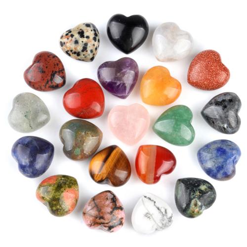 Gemstone Jewelry Beads, Heart, random style & DIY & different materials for choice & no hole, more colors for choice, 15x15x8mm, Sold By PC