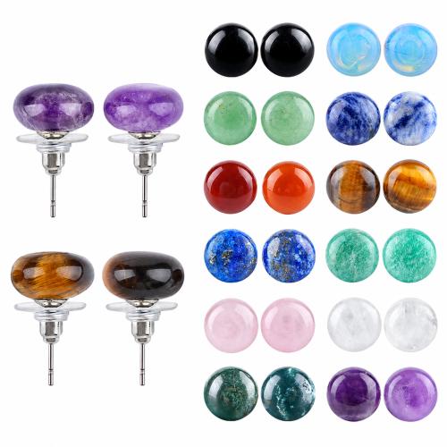 Natural Gemstone Earring, fashion jewelry & different materials for choice & Unisex, more colors for choice, 12x20mm, Sold By PC