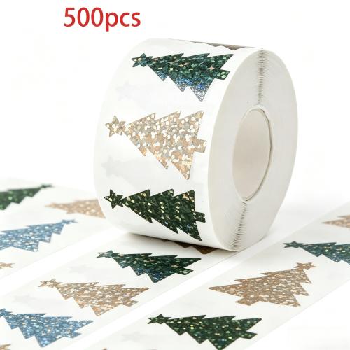 Weihnachtsangebot, Papier, Weihnachtsbaum, Laser & wasserdicht, farbenfroh, 500PCs/Spule, verkauft von Spule