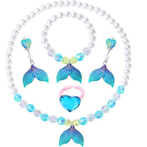 Plastic Jewelry Set, Oval, for children & different styles for choice, necklace length 45cm, bracelet length 15cm, Sold By PC