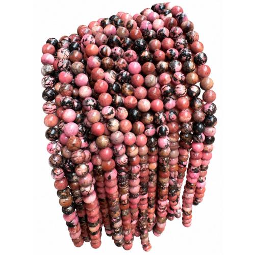 Natural Rhodonite Beads, Black Stripes Rhodochrosite Stone, Round, DIY & different size for choice, Sold By Strand