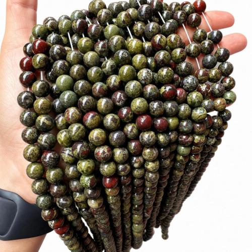 Gemstone Jewelry Beads, Dragon Blood stone, Round, DIY & different size for choice, green, Sold By Strand