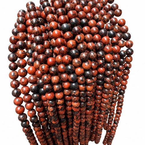 Natural Mahogany Obsidian Beads, Round, DIY & different size for choice, red, Sold By Strand