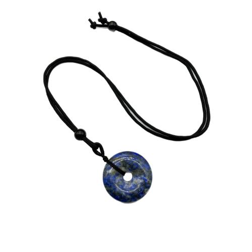 Gemstone Necklace, with Polyester Cord, polished, different materials for choice & Unisex, pendant size 30x6mm, Length:Approx 38 cm, Sold By PC