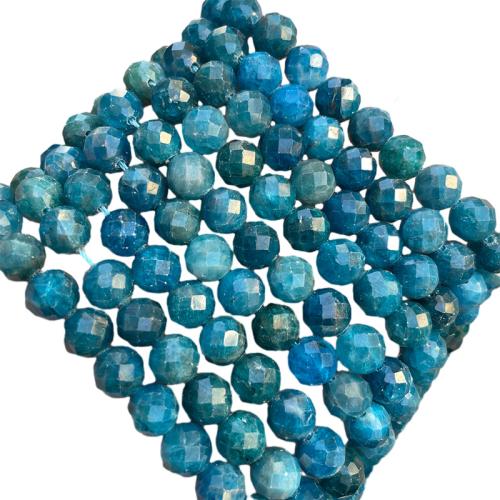 Gemstone Jewelry Beads, Apatites, Round, stoving varnish, DIY & different size for choice & faceted, blue, Sold By Strand