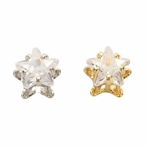 Cubic Zirconia Brass Beads, Star, plated, DIY & with cubic zirconia, more colors for choice, 6x5.50mm, Sold By PC