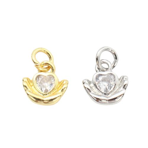 Befestigter Zirkonia Messing Anhänger, plattiert, DIY & Micro pave Zirkonia & hohl, keine, 9.40x9x4mm, verkauft von PC