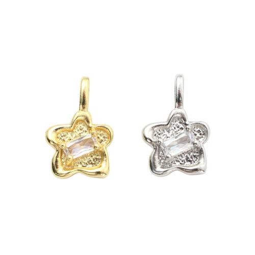 Befestigter Zirkonia Messing Anhänger, Blume, plattiert, DIY & Micro pave Zirkonia, keine, 15.30x10x4mm, verkauft von PC