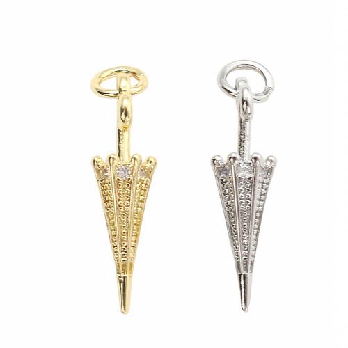 Befestigter Zirkonia Messing Anhänger, Regenschirm, plattiert, DIY & Micro pave Zirkonia, keine, 20.30x5.40mm, verkauft von PC