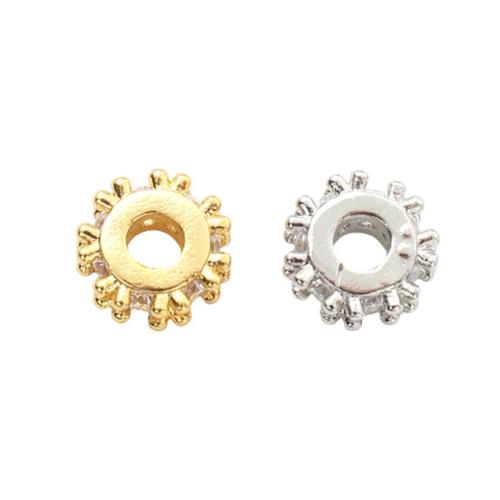 Messing Zwischenperlen, plattiert, DIY & Micro pave Zirkonia, keine, 7.80x7.80x3mm, Innendurchmesser:ca. 2.8mm, verkauft von PC