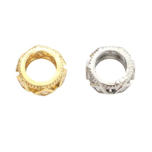 Messing Zwischenperlen, plattiert, DIY & Micro pave Zirkonia, keine, 9.20x9.20x4mm, Innendurchmesser:ca. 5.7mm, verkauft von PC