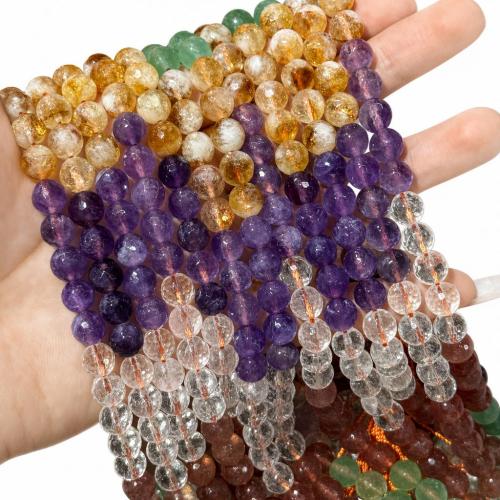 Natürlicher Quarz Perlen Schmuck, rund, Handpoliert, DIY & verschiedene Größen vorhanden & facettierte, Farbverlauf, verkauft per ca. 38 cm Strang