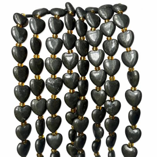 Natural Golden Pyrite Beads, Heart, polished, DIY, 12mm, Approx 18PCs/Strand, Sold By Strand