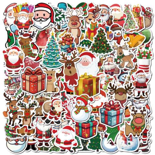 Papier Aufkleber Papier, mit PVC Kunststoff, Drucken, Weihnachts-Design & DIY & wasserdicht, keine, 50PCs/Tasche, verkauft von Tasche