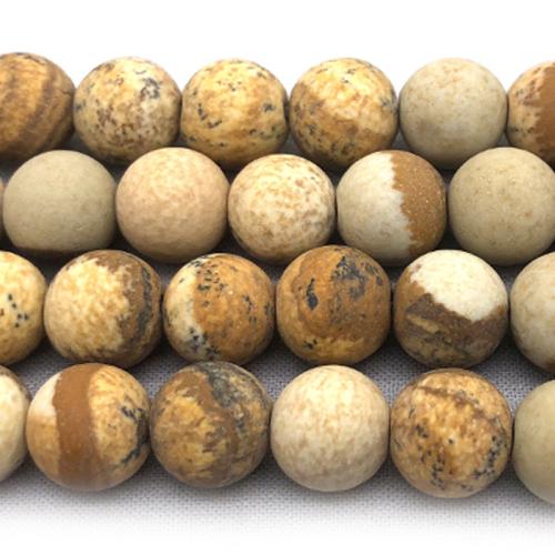 Gemstone Jewelry Beads, Picture Jasper, Round, DIY & different size for choice & frosted, yellow, Sold By Strand