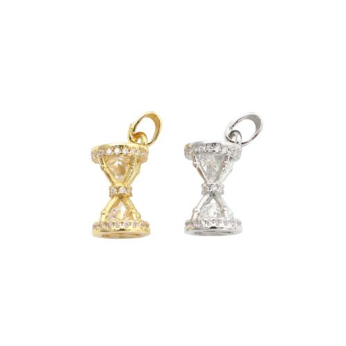Befestigter Zirkonia Messing Anhänger, Sanduhr, plattiert, DIY & Micro pave Zirkonia, keine, 17.20x9.20mm, verkauft von PC