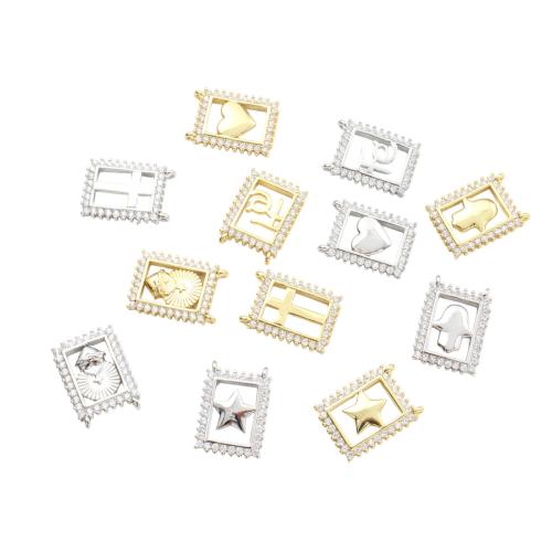 Befestigter Zirkonia Messing Anhänger, plattiert, DIY & verschiedene Stile für Wahl & Micro pave Zirkonia & hohl, verkauft von PC