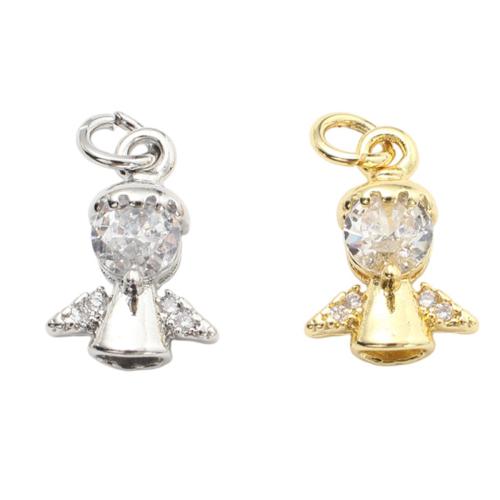 Cubic Zirconia Micro Pave Brass Pendants, Angel, plated, DIY & micro pave cubic zirconia, more colors for choice, 14x9.70x4.70mm, Sold By PC