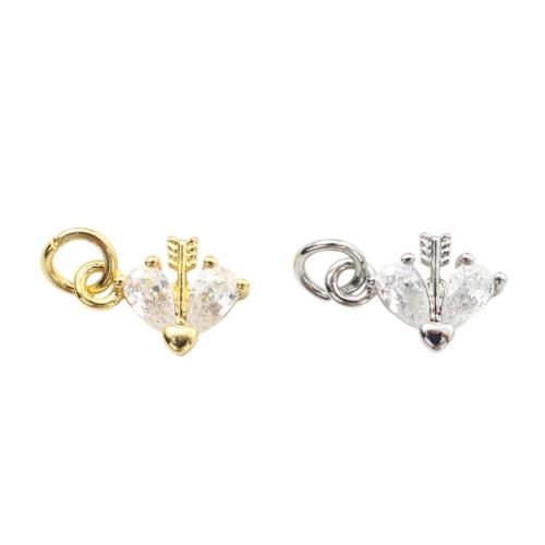 Cubic Zirconia Micro Pave Brass Pendants, Heart, plated, DIY & micro pave cubic zirconia, more colors for choice, 8.30x11.60x2.60mm, Sold By PC