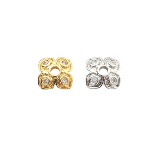 Messing Perlenkappe, plattiert, DIY & Micro pave Zirkonia, keine, 6.50x6.50x2.30mm, verkauft von PC