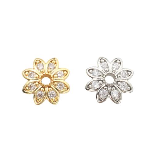Messing Perlenkappe, Blume, plattiert, DIY & Micro pave Zirkonia, keine, 9x9x2.70mm, verkauft von PC