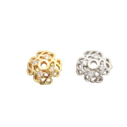 Messing Perlenkappe, Blume, plattiert, DIY & Micro pave Zirkonia & hohl, keine, 8x8x2.70mm, verkauft von PC