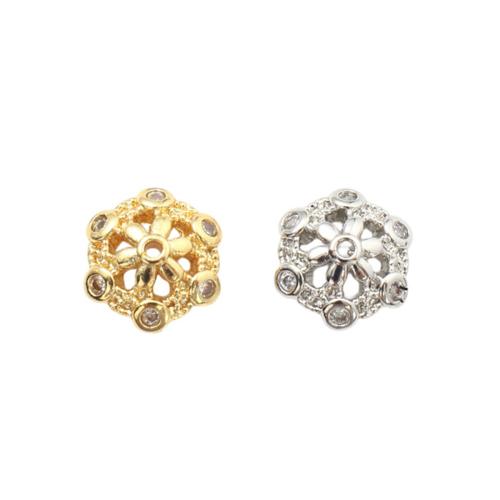 Messing Perlenkappe, plattiert, DIY & Micro pave Zirkonia, keine, 8.70x8.70x3.10mm, verkauft von PC