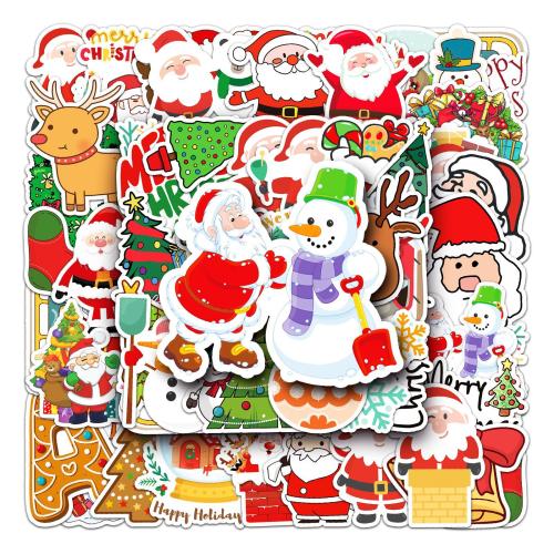 PVC Kunststoff Aufkleber Papier, Drucken, Weihnachts-Design & DIY & wasserdicht, farbenfroh, 50PCs/Tasche, verkauft von Tasche