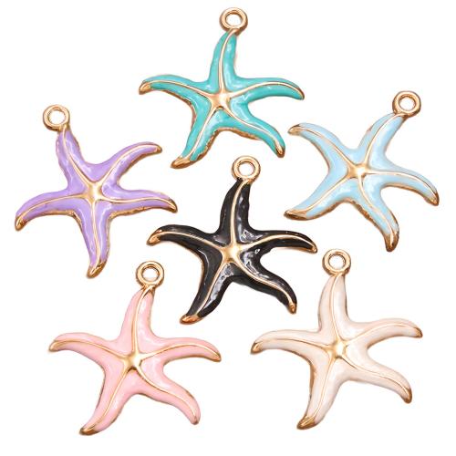 Tibetan Style Enamel Pendants, Starfish, plated, DIY, more colors for choice, 34x35mm, Sold By PC