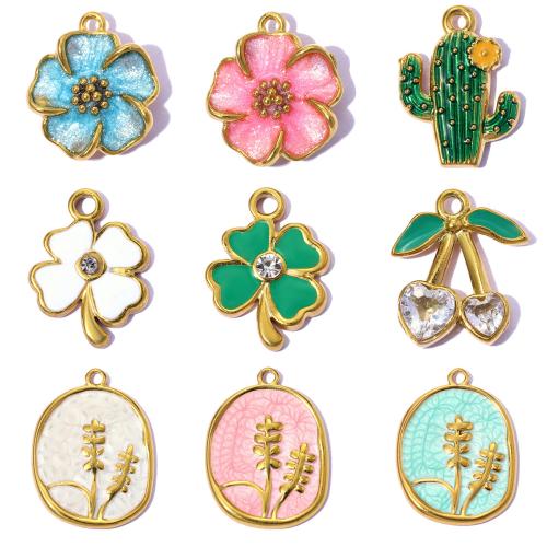 Edelstahl Schmuck Anhänger, goldfarben plattiert, DIY & verschiedene Stile für Wahl & Emaille & mit Strass, keine, 3PCs/Tasche, verkauft von Tasche