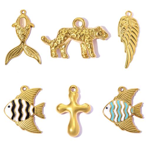 Edelstahl Schmuck Anhänger, goldfarben plattiert, DIY & verschiedene Stile für Wahl & Emaille, keine, 3PCs/Tasche, verkauft von Tasche