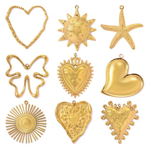 Stainless Steel Pendants, gold color plated, DIY & different styles for choice, more colors for choice, 3PCs/Bag, Sold By Bag