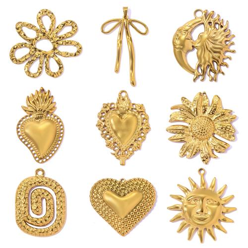 Stainless Steel Pendants, gold color plated, DIY & different styles for choice, more colors for choice, 3PCs/Bag, Sold By Bag