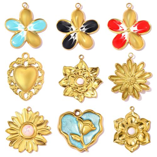 Stainless Steel Pendants, gold color plated, DIY & different styles for choice & enamel, more colors for choice, 3PCs/Bag, Sold By Bag