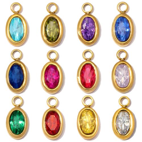 Colgantes de Circonia Cúbica, acero inoxidable, chapado en color dorado, Bricolaje & con circonia cúbica, más colores para la opción, 5x9mm, agujero:aproximado 1.4mm, 3PCs/Bolsa, Vendido por Bolsa