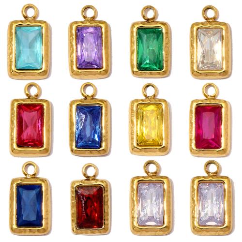 Colgantes de Circonia Cúbica, acero inoxidable, chapado en color dorado, Bricolaje & con circonia cúbica, más colores para la opción, 5x9mm, agujero:aproximado 1.4mm, 3PCs/Bolsa, Vendido por Bolsa