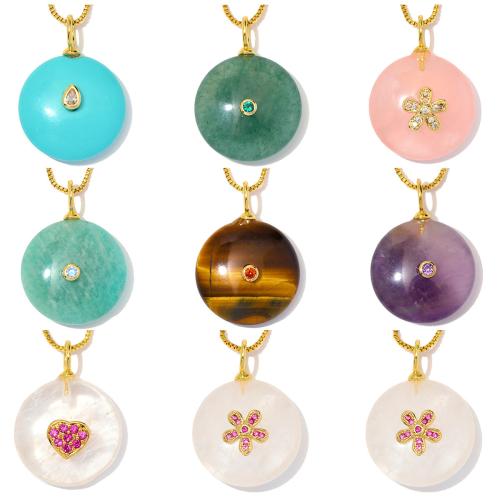 Colgantes de Gemas, metal, con Piedra natural, chapado en color dorado, Bricolaje & diferentes estilos para la opción & con circonia cúbica, más colores para la opción, 3PCs/Bolsa, Vendido por Bolsa