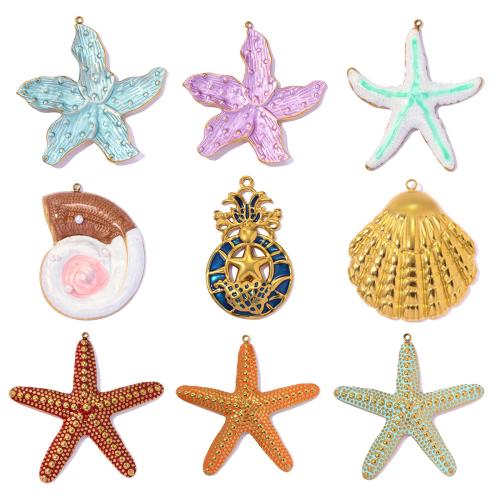 Stainless Steel Animal Pendants, with Plastic Pearl, gold color plated, DIY & different styles for choice & enamel, more colors for choice, 3PCs/Bag, Sold By Bag
